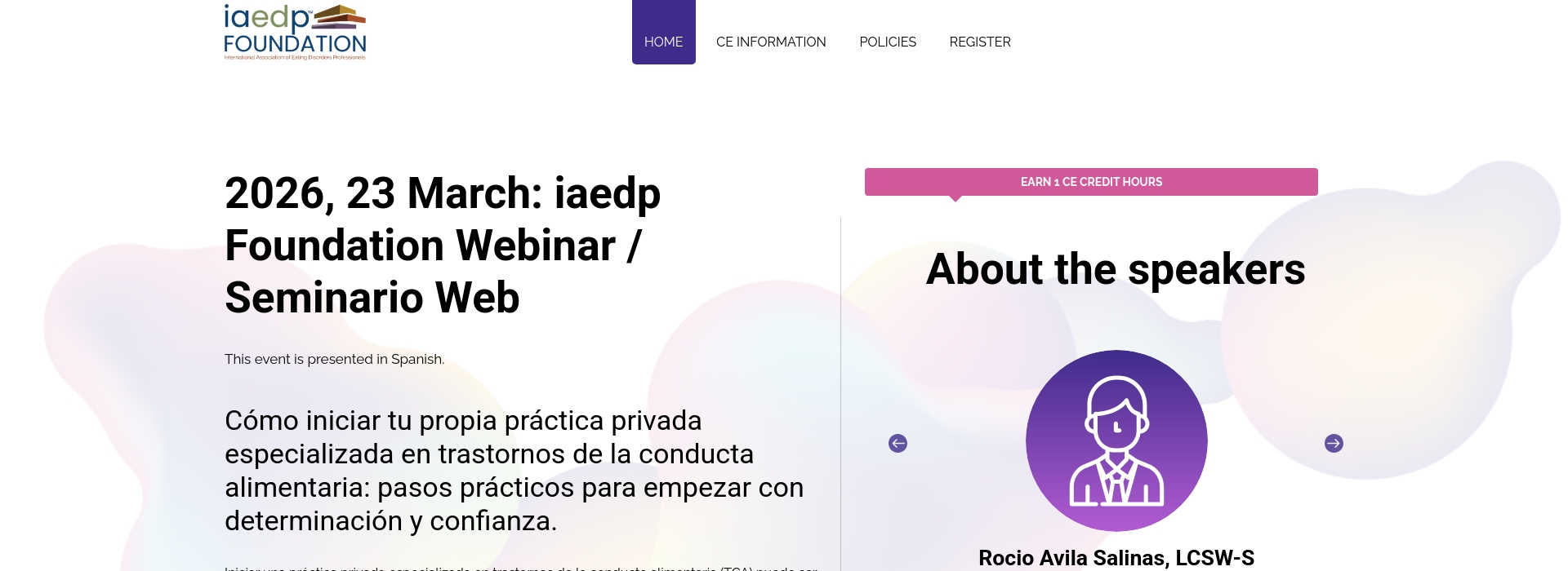 2026, 23 March: iaedp Foundation Webinar / Seminario Web